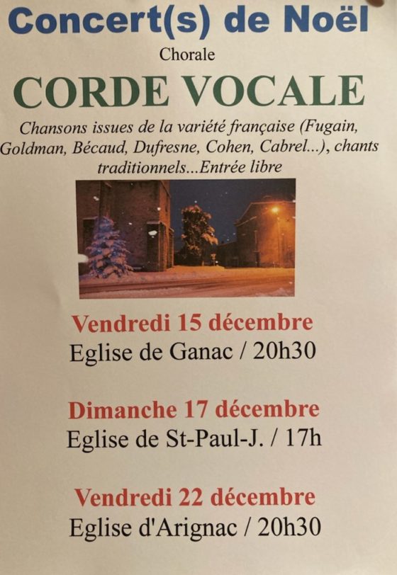 Concert(s) de Noël chorale Corde vocale